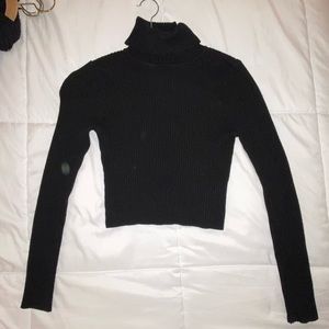 Ribbed fitted cropped turtle neck